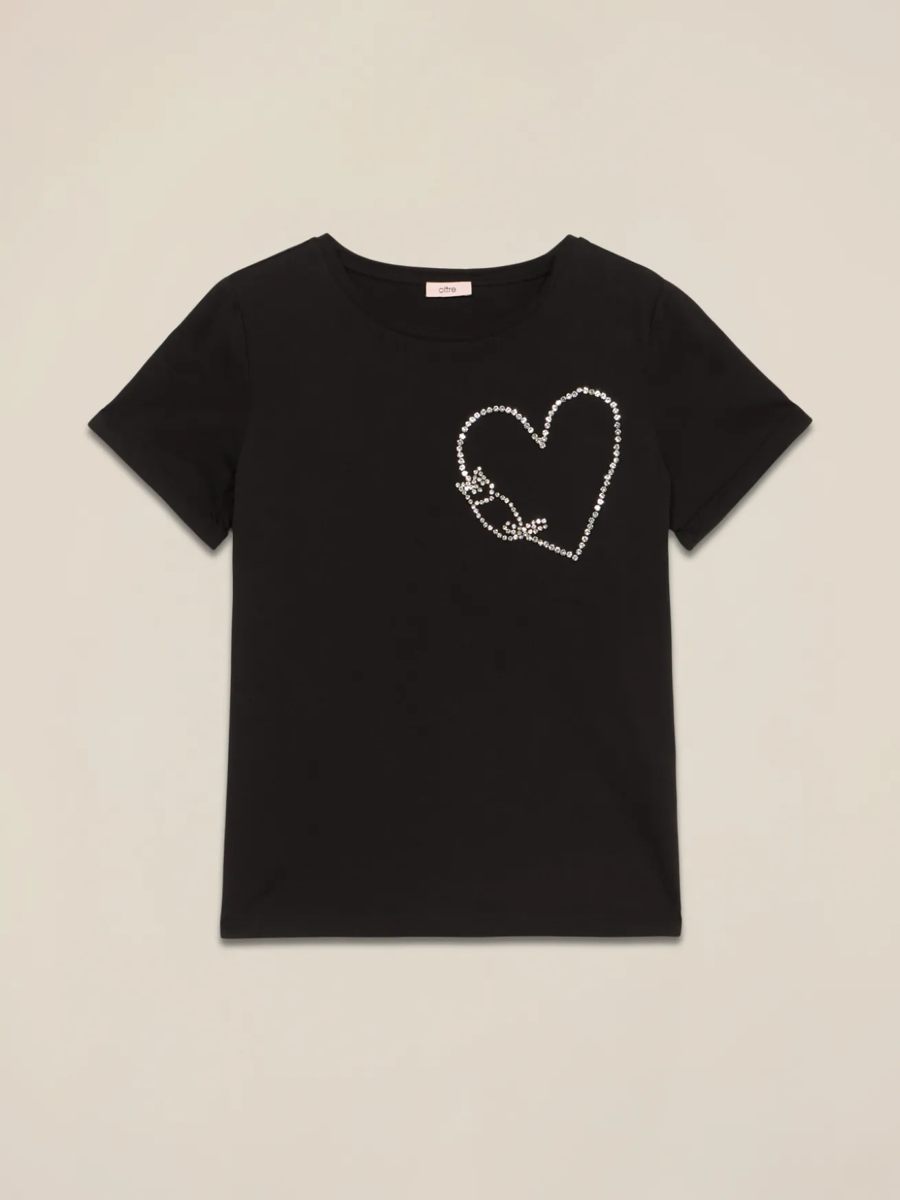 T-shirt in cotone con ricamo gioiello