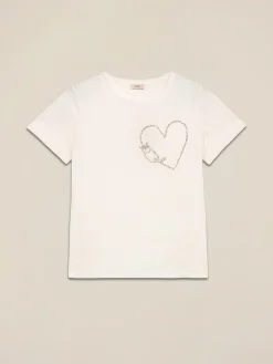 T-shirt in cotone con ricamo gioiello