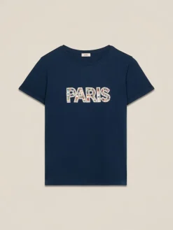 T-shirt in jersey con applicazione gioiello