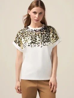 T-shirt in jersey con paillettes