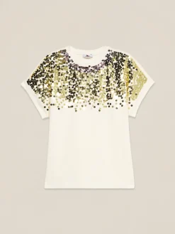 T-shirt in jersey con paillettes