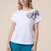 T-shirt in jersey con stampa e applicazioni