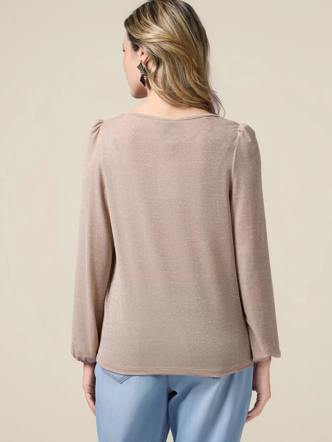 T-shirt lurex maniche lunghe