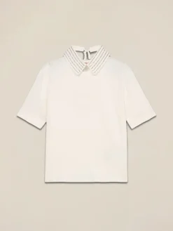 T-shirt maniche corte con colletto gioiello