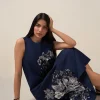Vestito ad A in cotone con paillettes