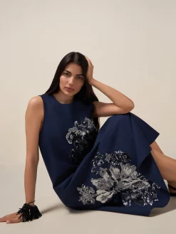 Vestito ad A in cotone con paillettes