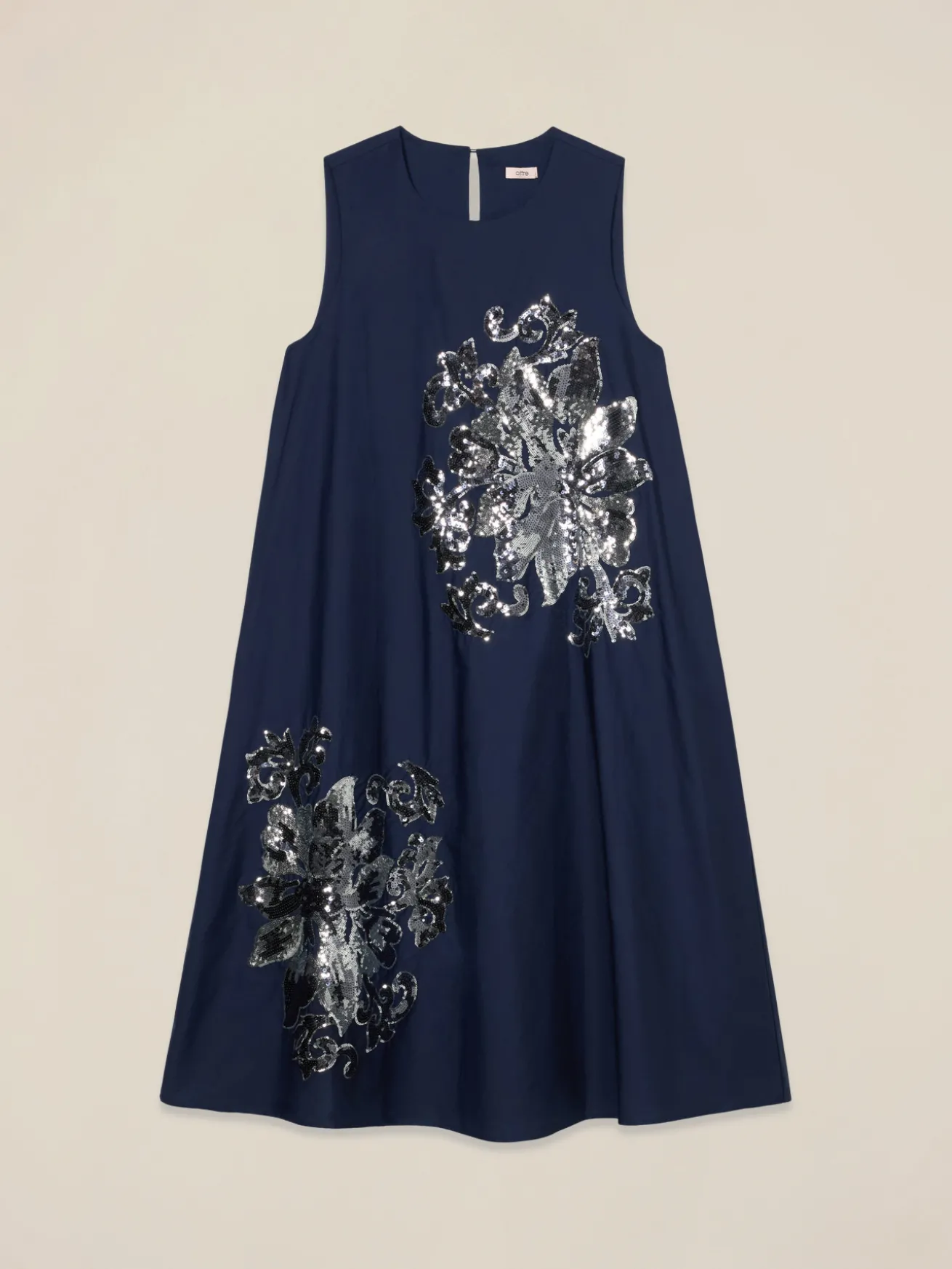 Vestito ad A in cotone con paillettes