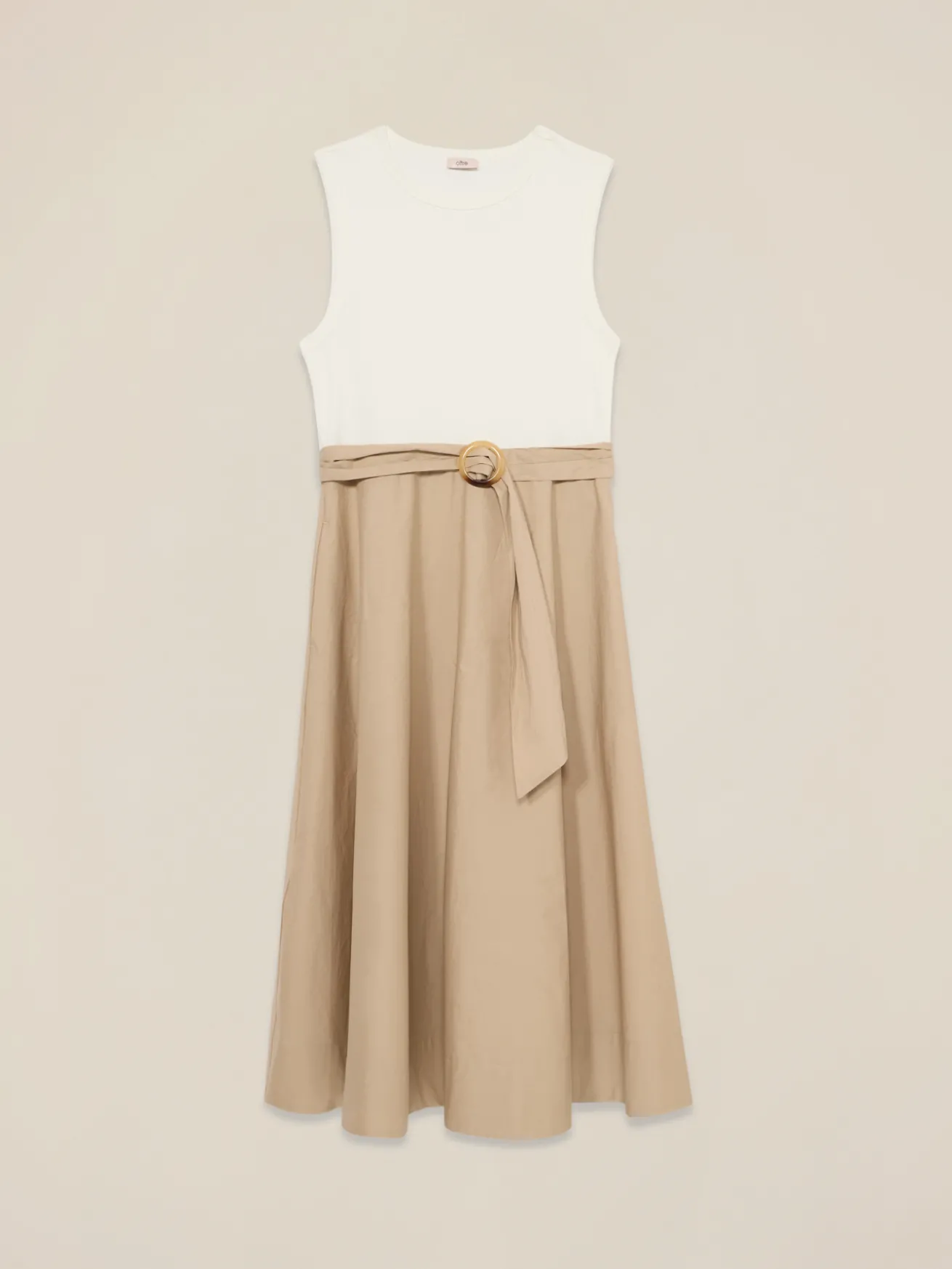 Vestito bicolor con cintura