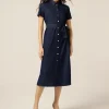 Vestito chemisier lungo effetto denim