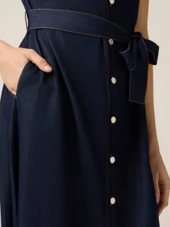 Vestito chemisier lungo effetto denim