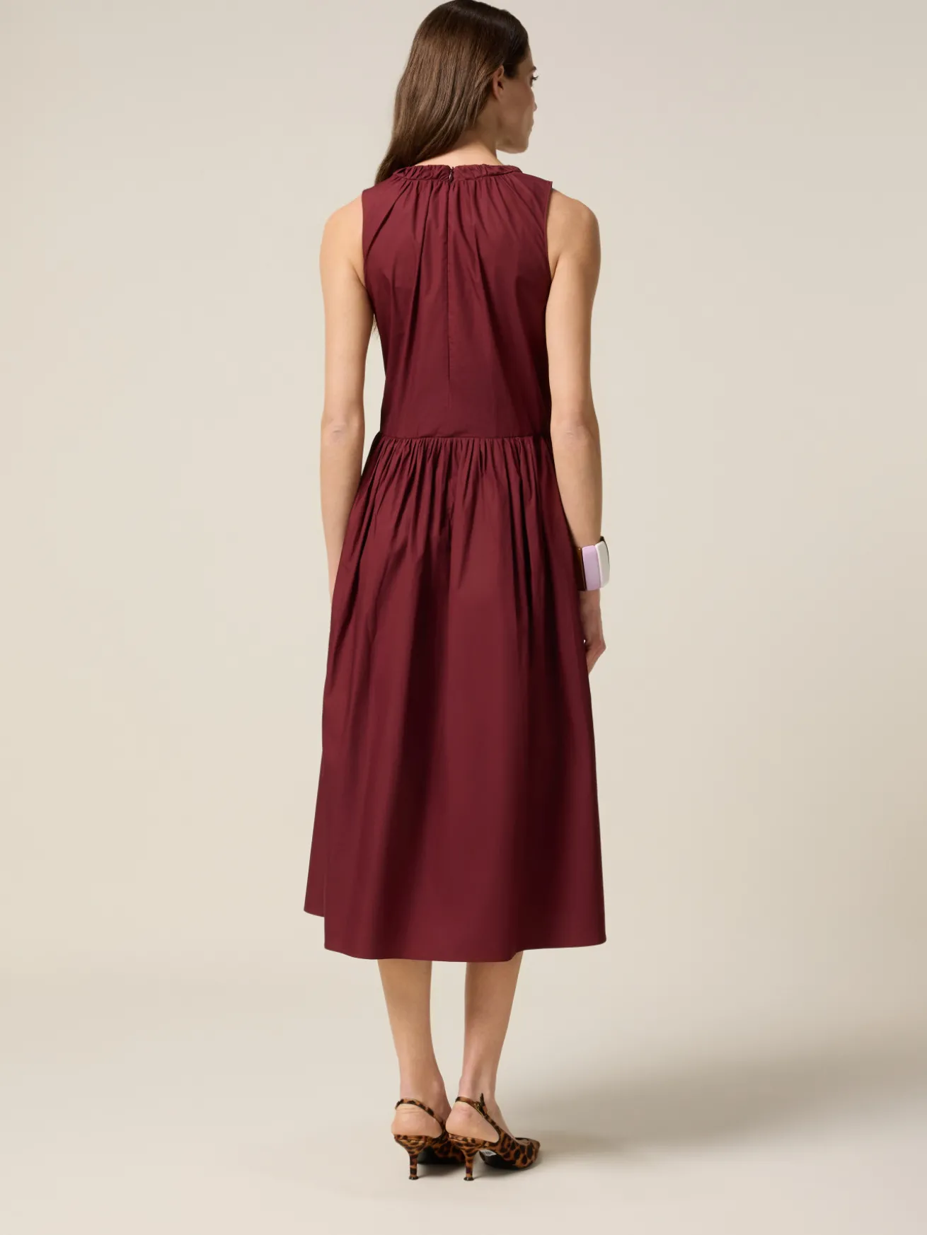 Vestito flare midi in popeline