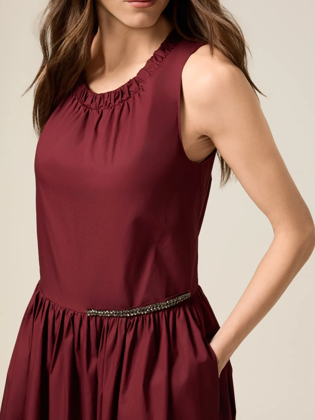 Vestito flare midi in popeline