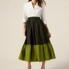 Vestito lungo colour block