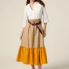 Vestito lungo colour block