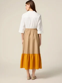 Vestito lungo colour block