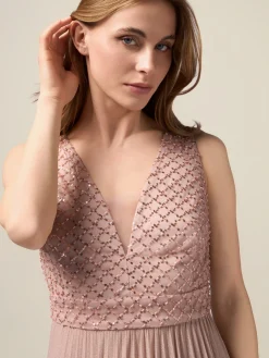 Vestito lungo con corpino ricamato
