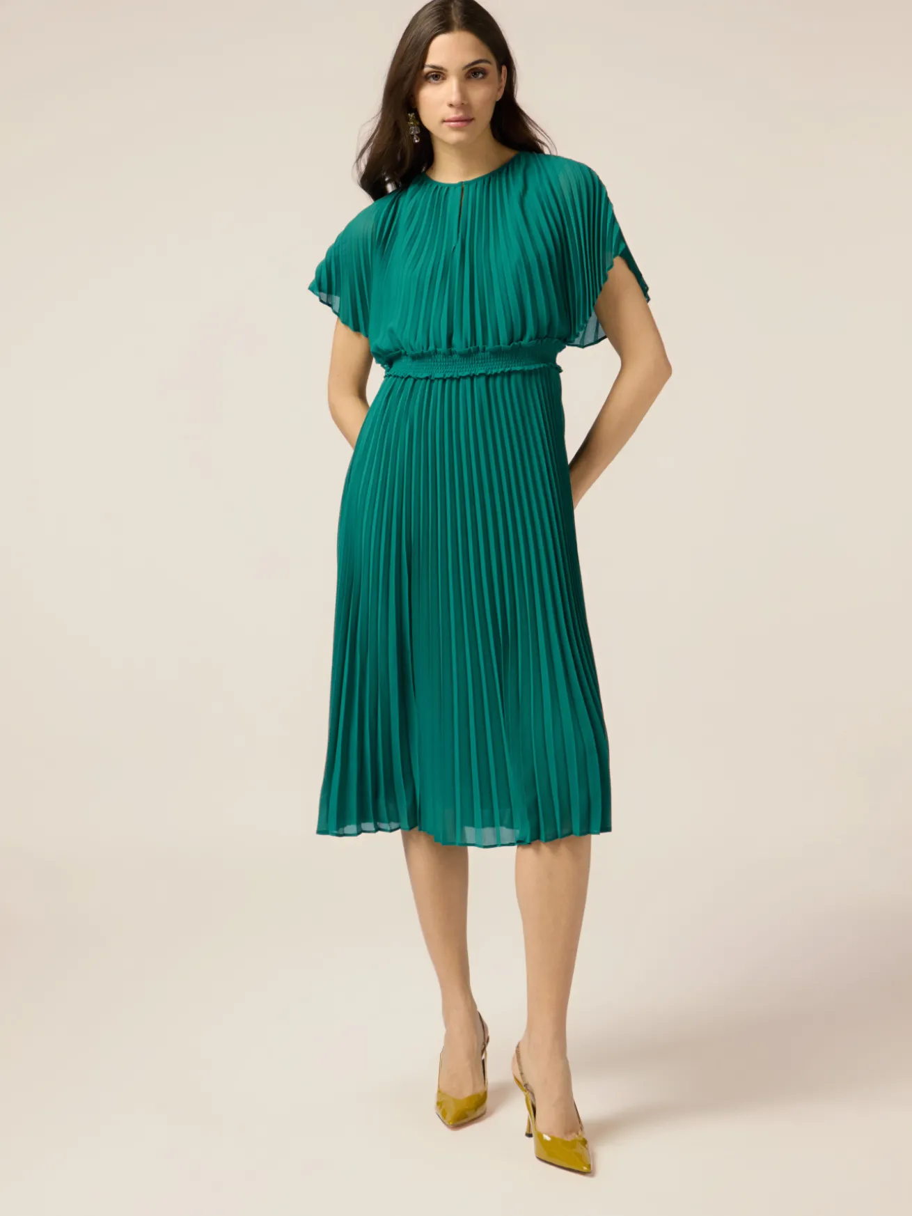 Vestito lungo in georgette plissé