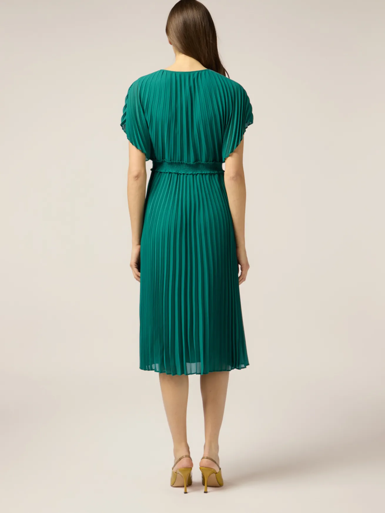 Vestito lungo in georgette plissé