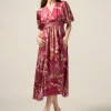 Vestito lungo in raso floreale