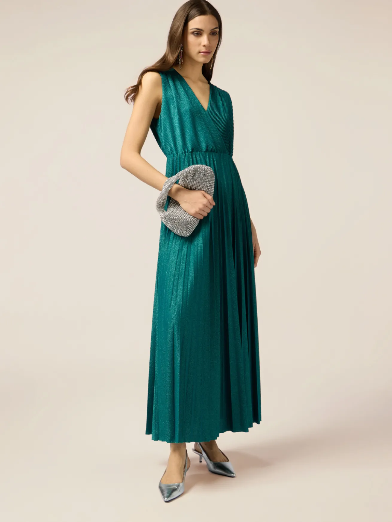 Vestito lungo lurex plissé