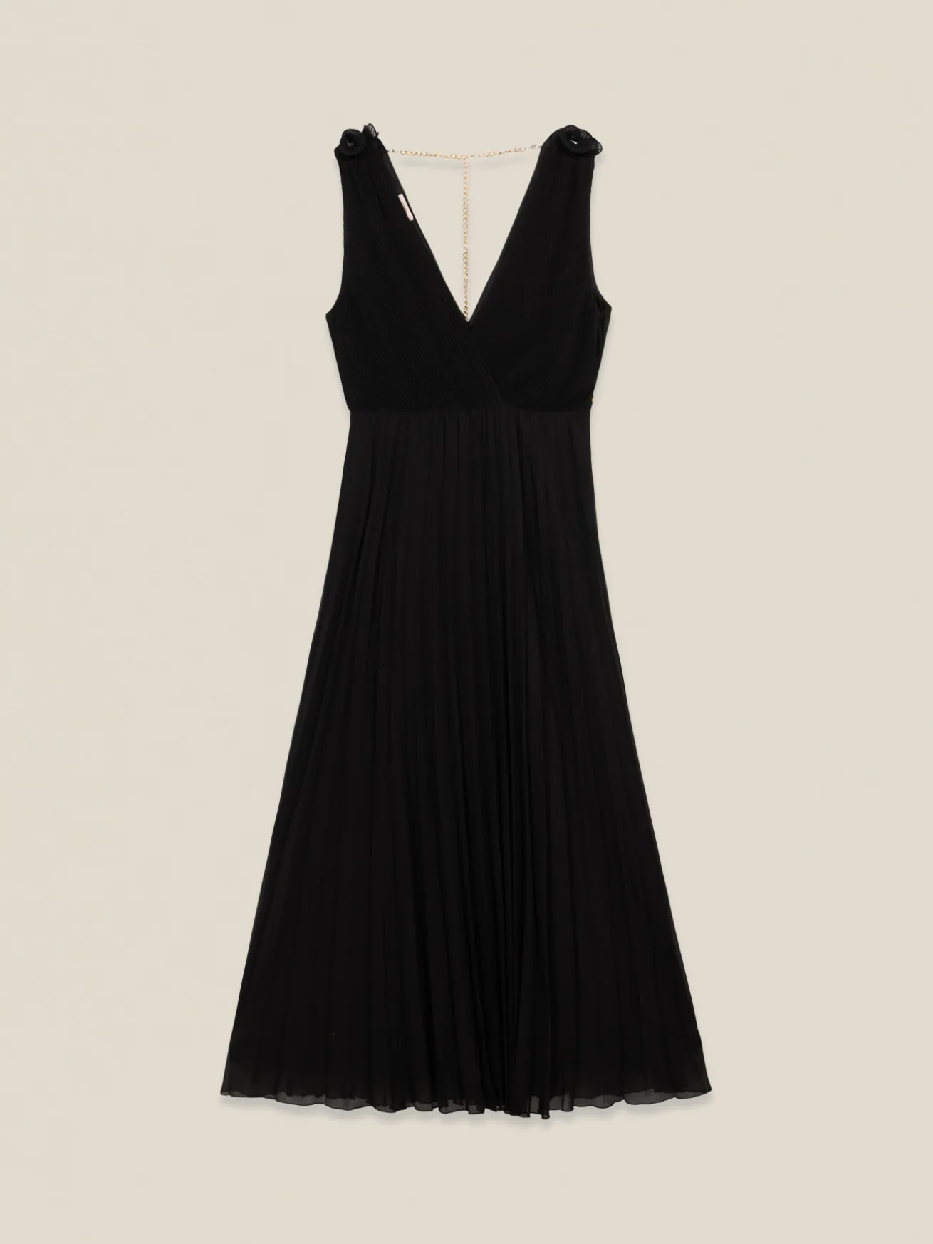 Vestito lungo plissé con rouche