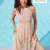 Vestito midi in pizzo misto cotone