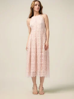 Vestito midi in pizzo misto cotone
