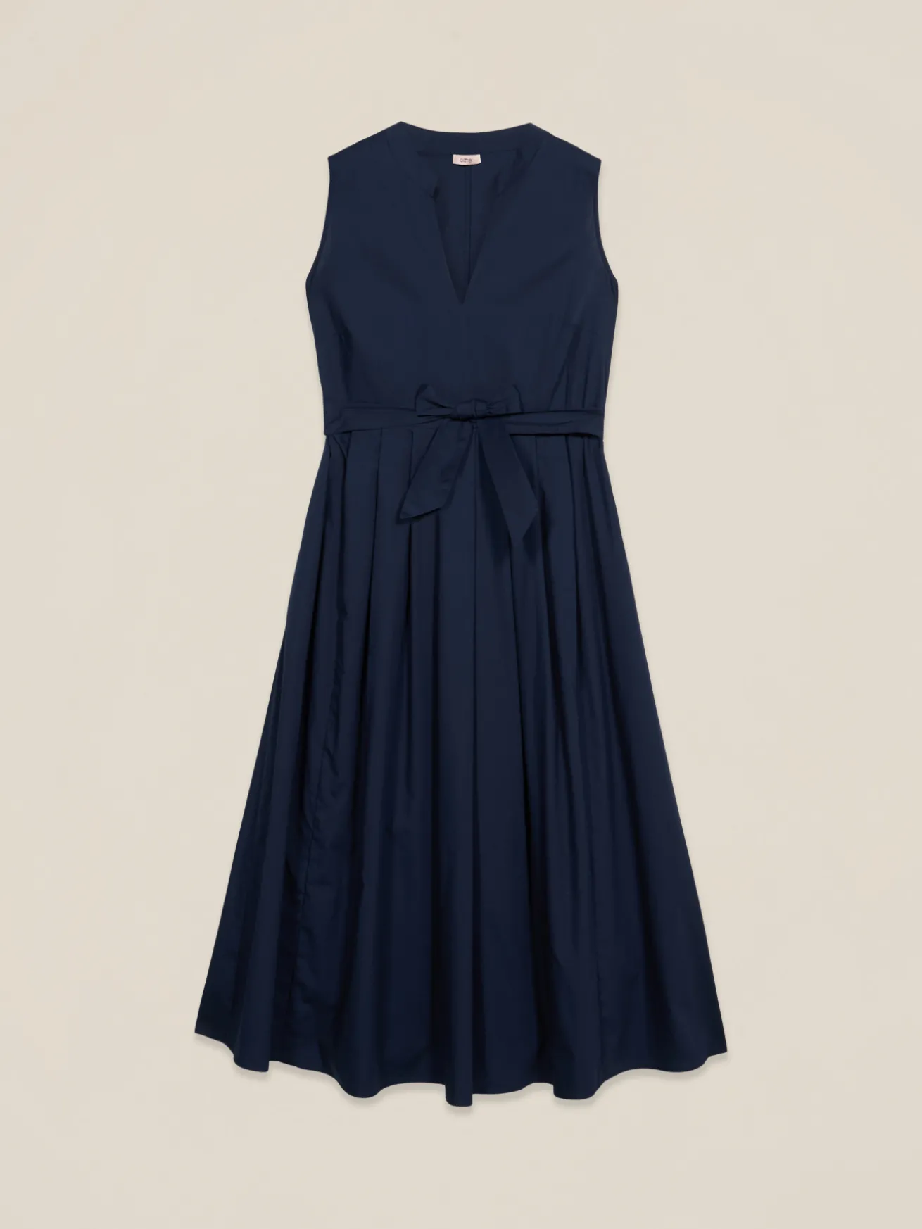 Vestito midi in popeline con cintura