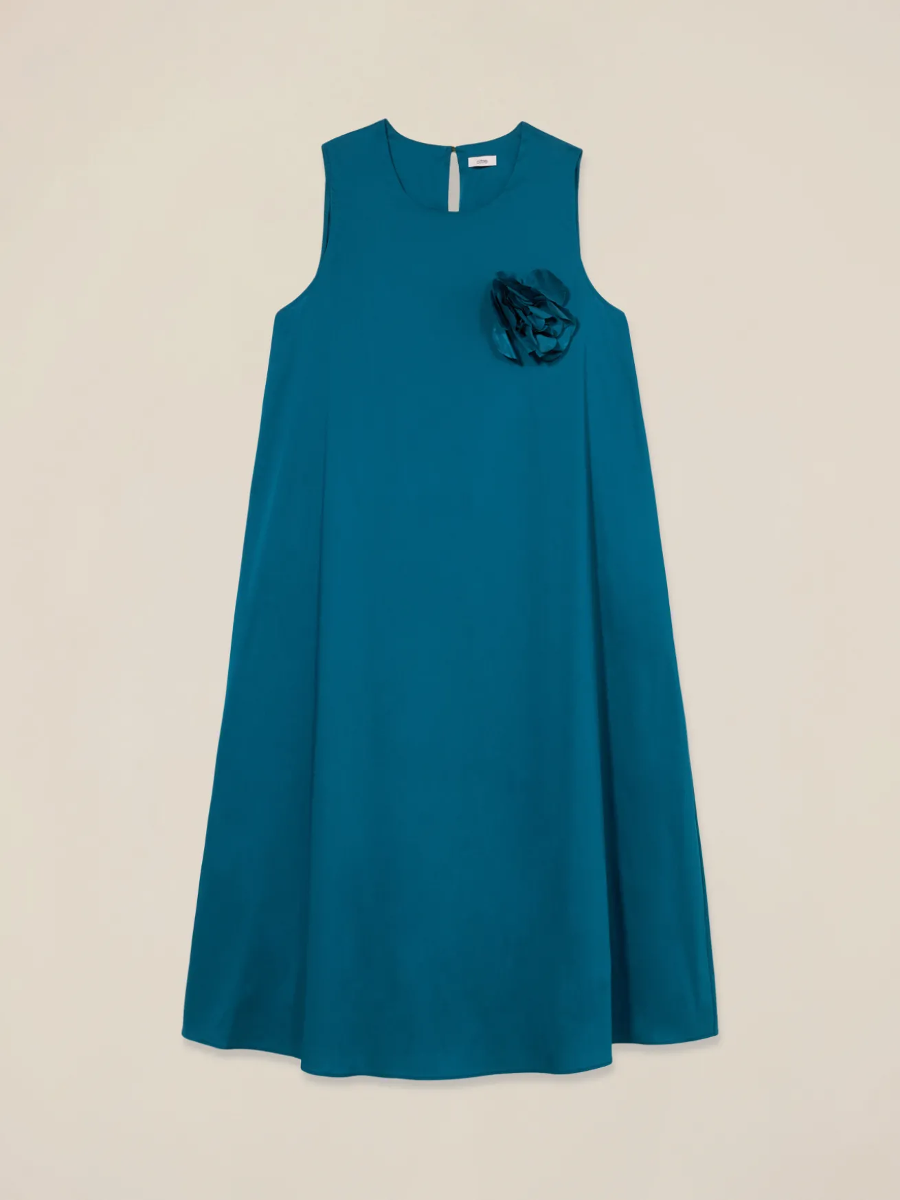 Vestito midi in popeline con spilla