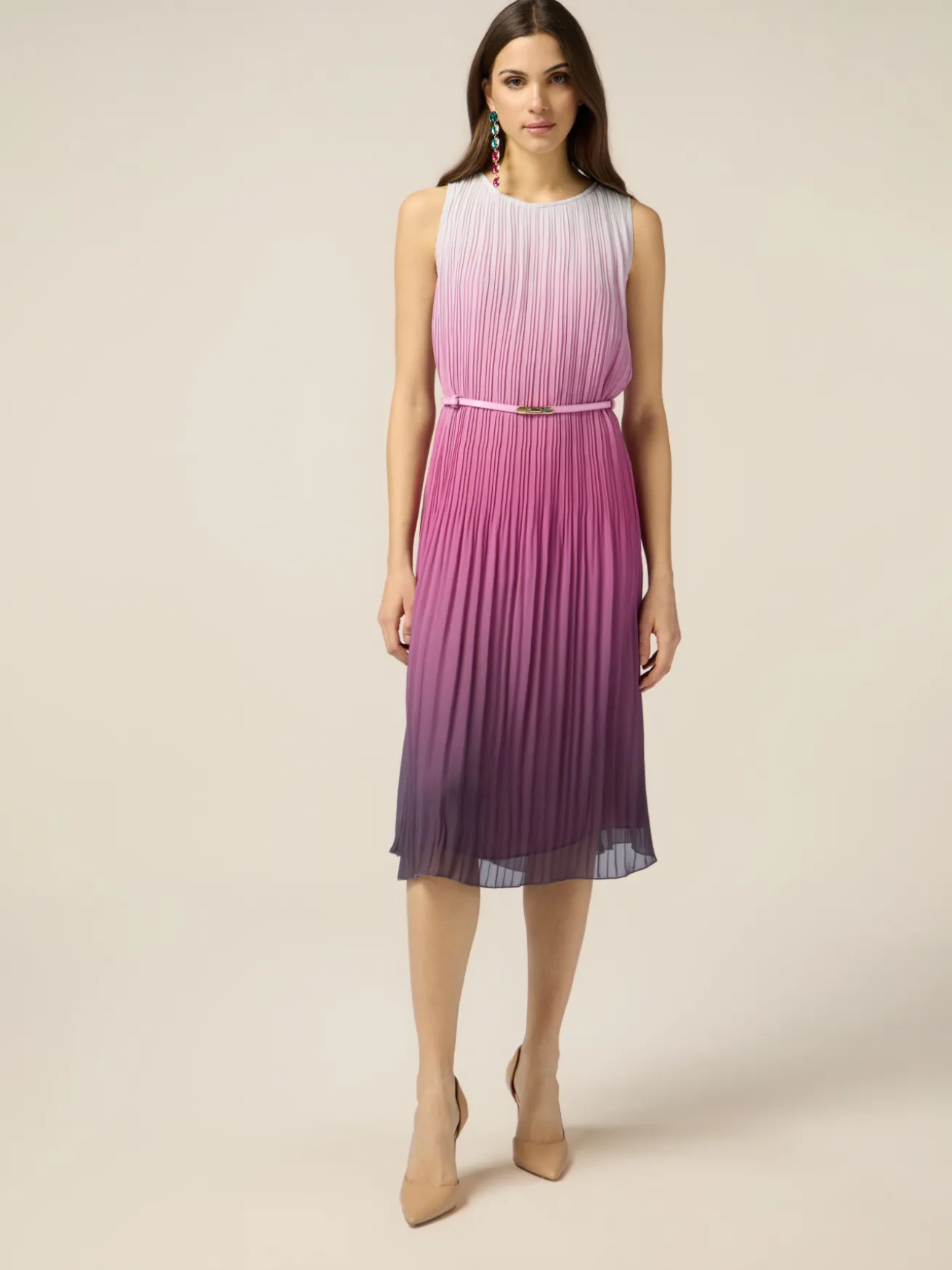 Vestito midi plissé sfumato
